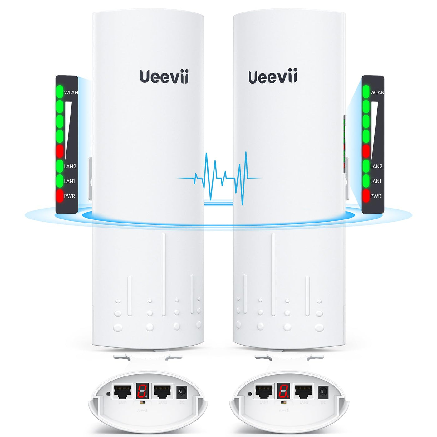 Gigabit Wireless Bridge, UeeVii CPE820 5.8 G 1 Gbit/s Point to Point WiFi Outdoor CPE mit 16dBi High-Gain-Antenne, Reichweite bis zu 3 km, Plug and Play, IP65 wasserdicht, 2-Wasserdicht Packung