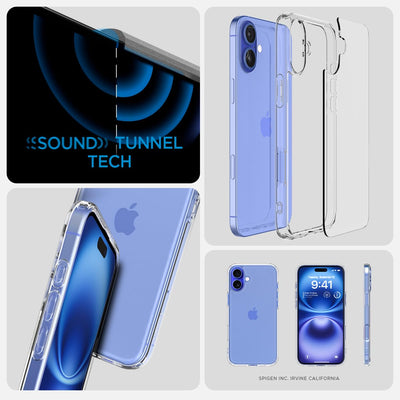 Spigen für iPhone 16 Plus Hülle [Anti-Yellowing] Ultra Hybrid Case Handyhülle Schutzhülle Cover Transparent Durchsichtig Dünn Slim -Crystal Clear