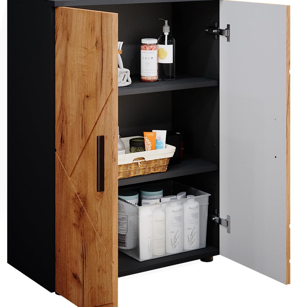 Vicco Midischrank Irma, Anthrazit/Goldkraft Eiche, 60 x 81 cm