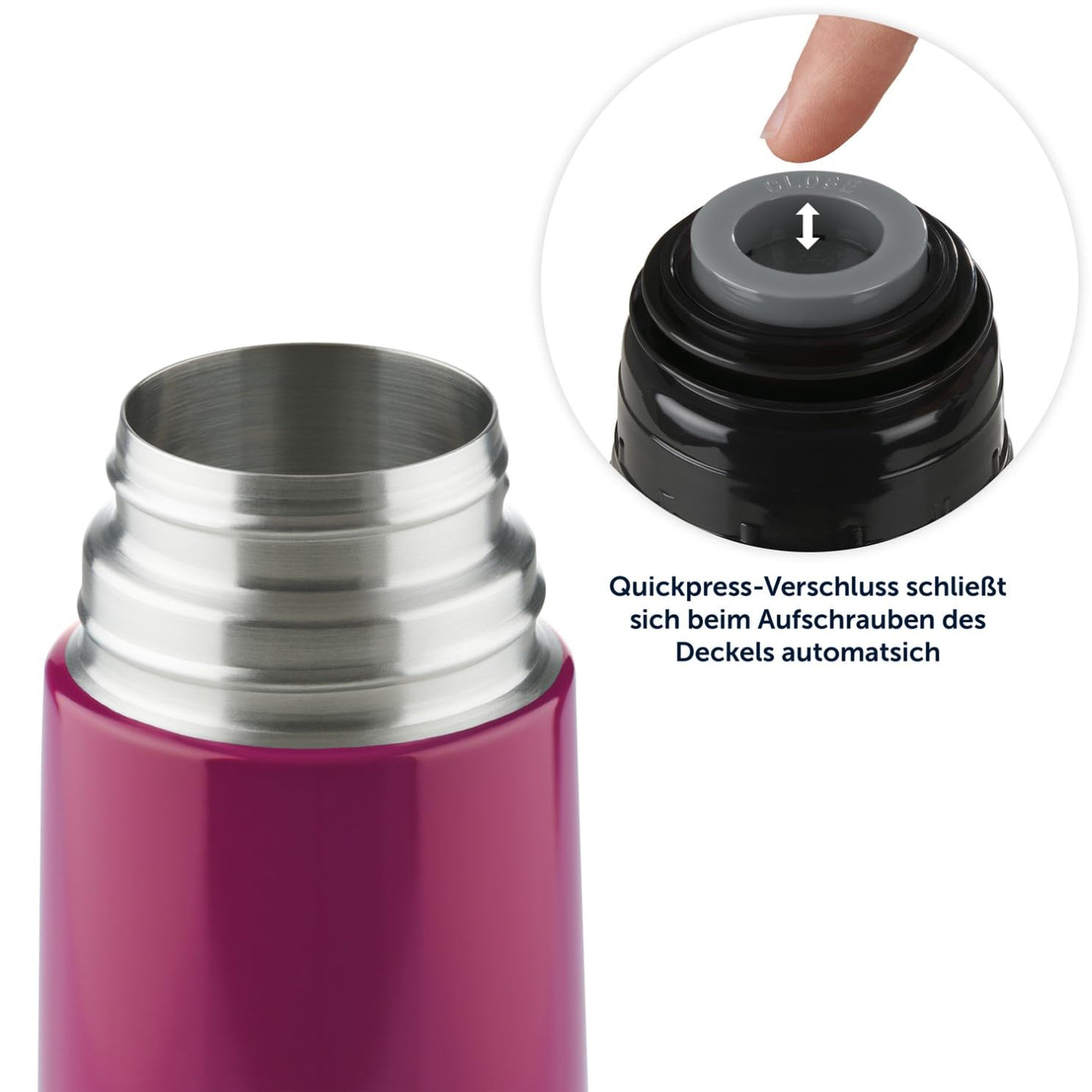 Blumtal® Thermosflasche 1L - BPA-freie Thermoskanne für warm&kalt - auslaufsichere Isolierflasche 1L aus Edelstahl rostfrei - Thermosflasche mit Becher - Thermoflasche - Thermos Thermoskanne Rot/Berry