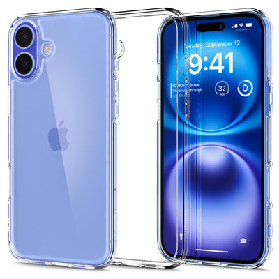 Spigen für iPhone 16 Plus Hülle [Anti-Yellowing] Ultra Hybrid Case Handyhülle Schutzhülle Cover Transparent Durchsichtig Dünn Slim -Crystal Clear