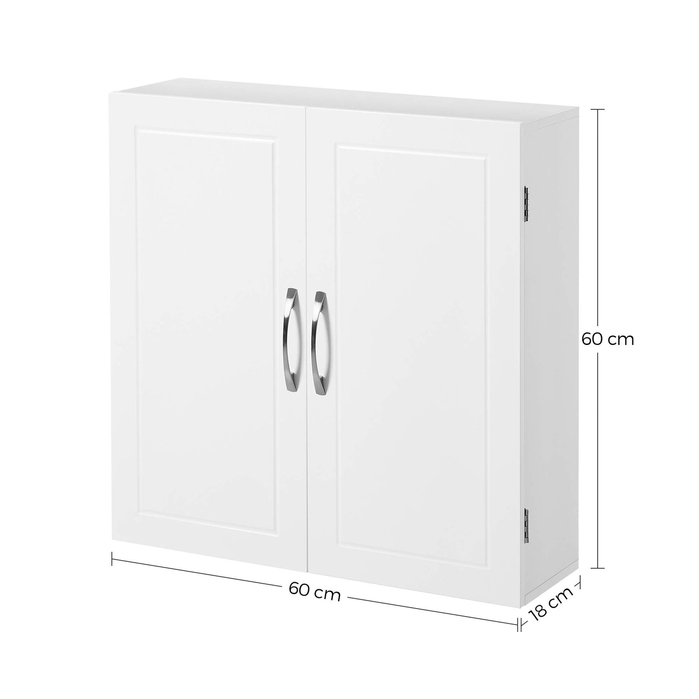 VASAGLE Badezimmerschrank, Badschrank, wandmontiert, 18 x 60 x 60 cm, Wandschrank mit verstellbaren Ablagen, wolkenweiß BBC320W01