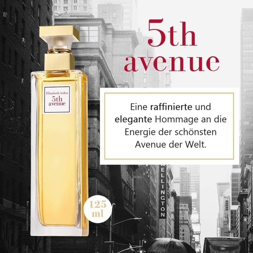 Elizabeth Arden - 5th Avenue, Eau de Parfüm, Parfümspray für Damen, elegant und luxuriös mit blumigen Noten von rosa Magnolie, Veilchen und Bernstein, frisches und leichtes Aroma - 125 ml