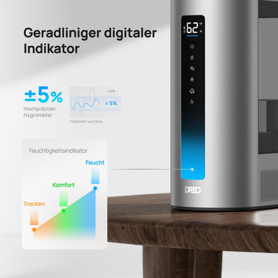 Dreo 6L Smart Luftbefeuchter für große Räume, Warm- und Kaltnebel für Schlafzimmer, 60 Std. Laufzeit, präziser Feuchtigkeitssensor, Aromadiffusor und kompatibel mit Alexa.