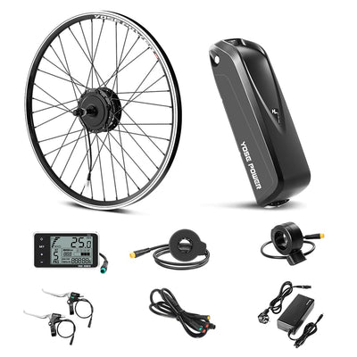 YOSE POWER 28" Ebike Umbausatz 36V 250W Heckmoter Elektrofahrrad Conversion Kit für Schraubritzel Freewheel mit Integrierte Controller Hailong 36V 18Ah Batterie