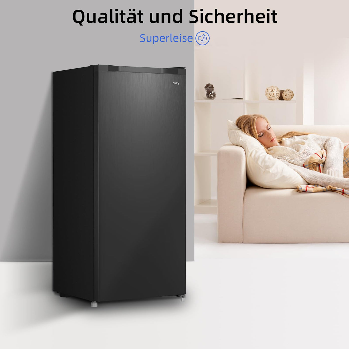 CHiQ Gefrierschrank FSD160D4E | Wechselbarer Türanschlag | Sehr Leise 41 DB (145L Manuelle Abtauung)| 12 Jahre Garantie auf den Kompressor*| 126 x 54 x 55 cm (HxBxT)