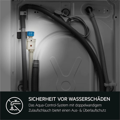 AEG Waschmaschine - Serie 8000 PowerCare- Faserschutz - UniversalDose Schublade für PODS - Auffrisch- & Nachlegefunktion - 8kg - Leise - Mengenautomatik - 1400 U/Min - Vollwasserstopp - LR8EG75480