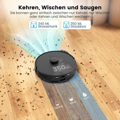 AIRROBO T20+ Saugroboter mit Wischfunktion, 3.5L Staubsauger Roboter mit Absaugstation, 180Min Laufzeit, LiDAR Navigation, Starke Saugkraft ideal für Teppich und Tierhaare, App-Steuerung