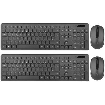 【2-Pack】 Rii Tastatur Maus Set kabellos, Funktastatur mit Maus, Wireless Keyboard and Mouse, Für PC/Laptop/Windows/Smart TV, Deutsches Layout - schwarz