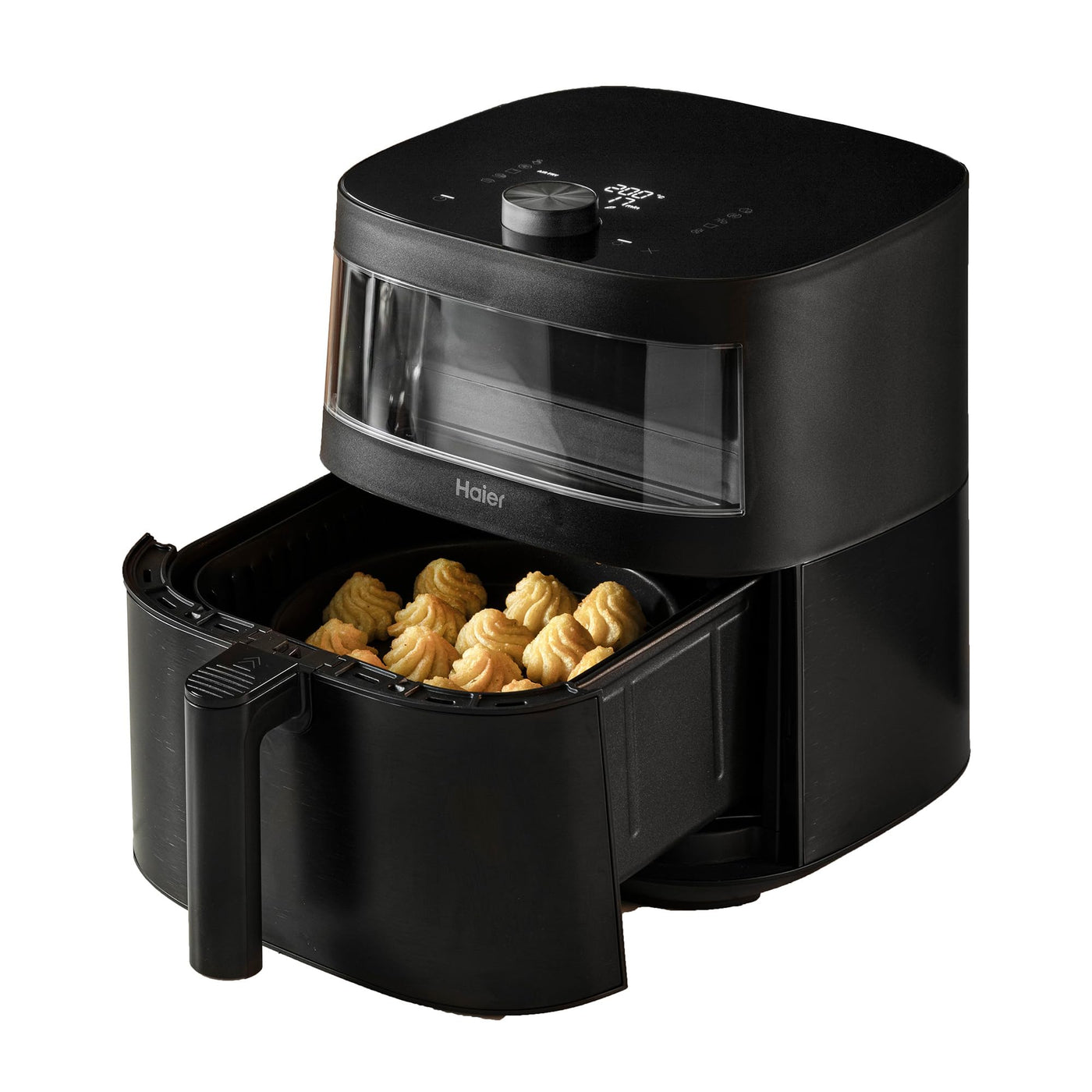 Friteuse à air chaud Haier avec fenêtre en verre I Airfryer avec 9 programmes et capacité de 7 litres I Friteuse 1700 W avec affichage LED I Friteuse à air chaud sans matière grasse I Lavable au lave-vaisselle [Série 5 - HAF5TWA]