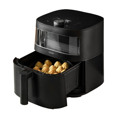 Haier Heißluftfritteuse mit Glasfenster I Airfryer mit 9 Programmen & 7 Liter Fassungsvermögen I 1700W Fryer mit LED Display I Fritteuse Heißluft ohne Fett I spülmaschinenfest [Serie 5 - HAF5TWA]