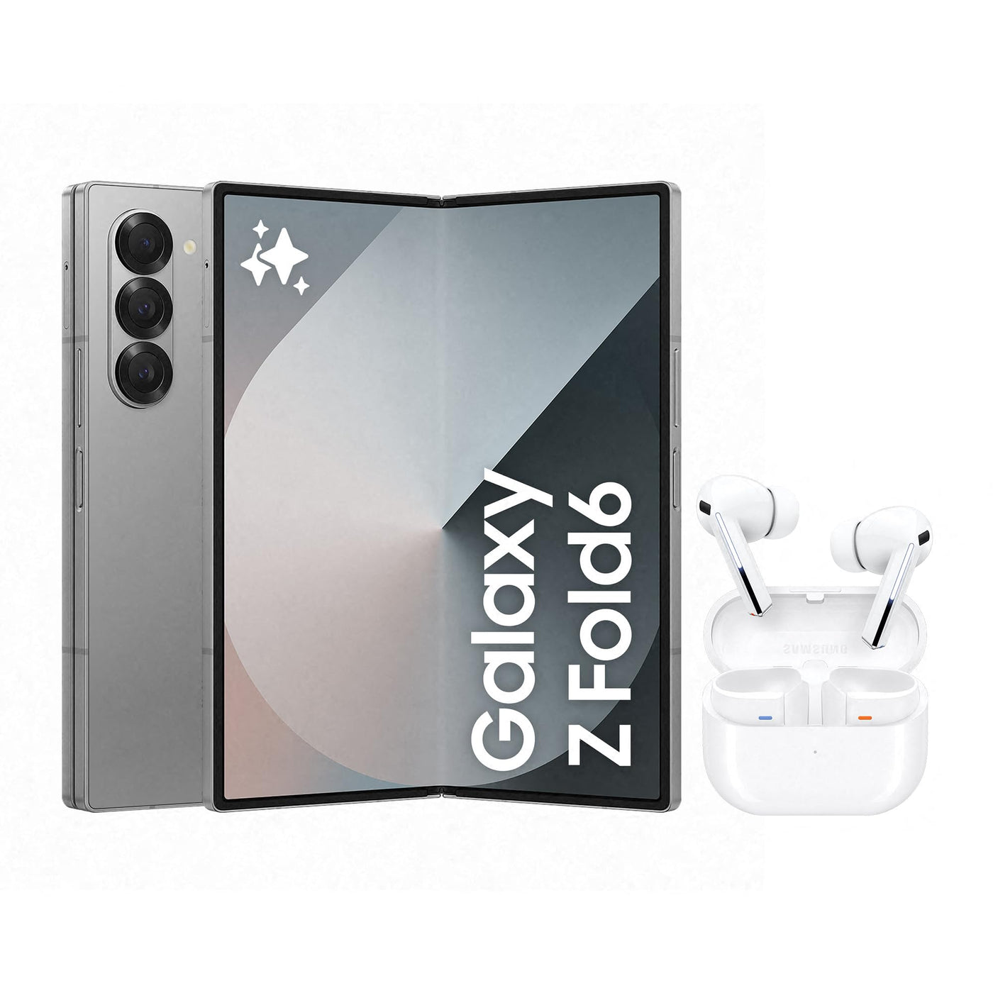 Samsung Galaxy Z Fold6 AI-Smartphone, Simlockfreies Handy ohne Vertrag, 512 GB Speicher, Lange Akkulaufzeit, Silver Shadow + Buds3 Pro Kabellose Bluetooth-Kopfhörer, Active Noise Cancelling (ANC)