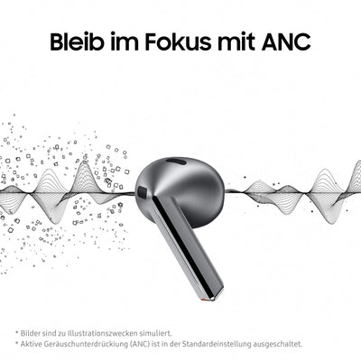 Samsung Galaxy Buds3 Kabellose Bluetooth-Kopfhörer, Active Noise Cancelling (ANC), Adaptive Geräuschunterdrückung, In-Ear-Kopfhörer mit 360 Audio, Silver, Inkl. Anymode Clear Case