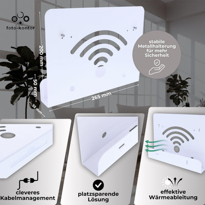 foto-kontor Wandhalterung kompatibel mit AVM FRITZBox Modem Router mit Kabelmanagement 7690 7590 7590 AX 6660 Cable 7530 5530 8850 6850 6660 6890 7490 weiß