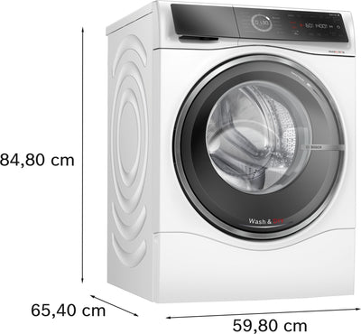 BOSCH WNC244070 Waschtrockner Serie 8, Frontlader mit 9-6kg Fassungsvermögen, 1400 UpM, Home Connect, EcoSilence Drive, Iron Assist, SpeedPerfect, AutoDry, Weiß, 60cm