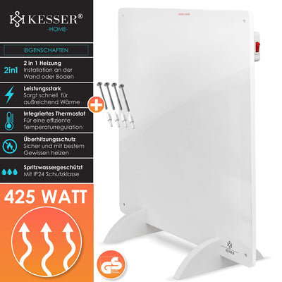 KESSER® Infrarotheizung 425 Watt Wandheizung ✓ Infrarot ✓ Heizung ✓ Heizkörper | Heizpaneel| Inkl.Standfüßen NEU | Strahlend