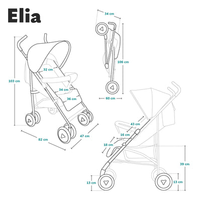 LIONELO Elia Buggy Klein Zusammenklappbar Kinderwagen Bis 15 Kg, Rücken Und Fußstützenverstellung Hinterradbremse, Moskitonetz, Beinwärmer, Einkaufskorb