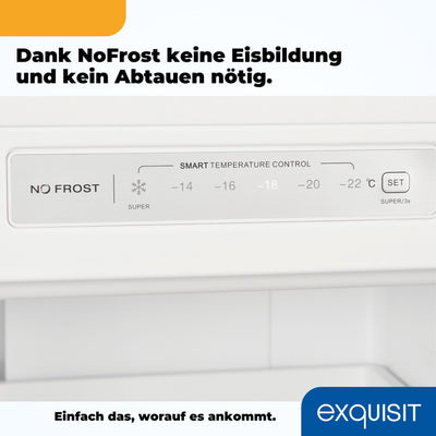 Exquisit Gefrierschrank NoFrost, Tiefkühlschrank groß, 161 Liter, Schnellgefrieren, Alarm-Funktion, GS5231-NF-H-040C weiss