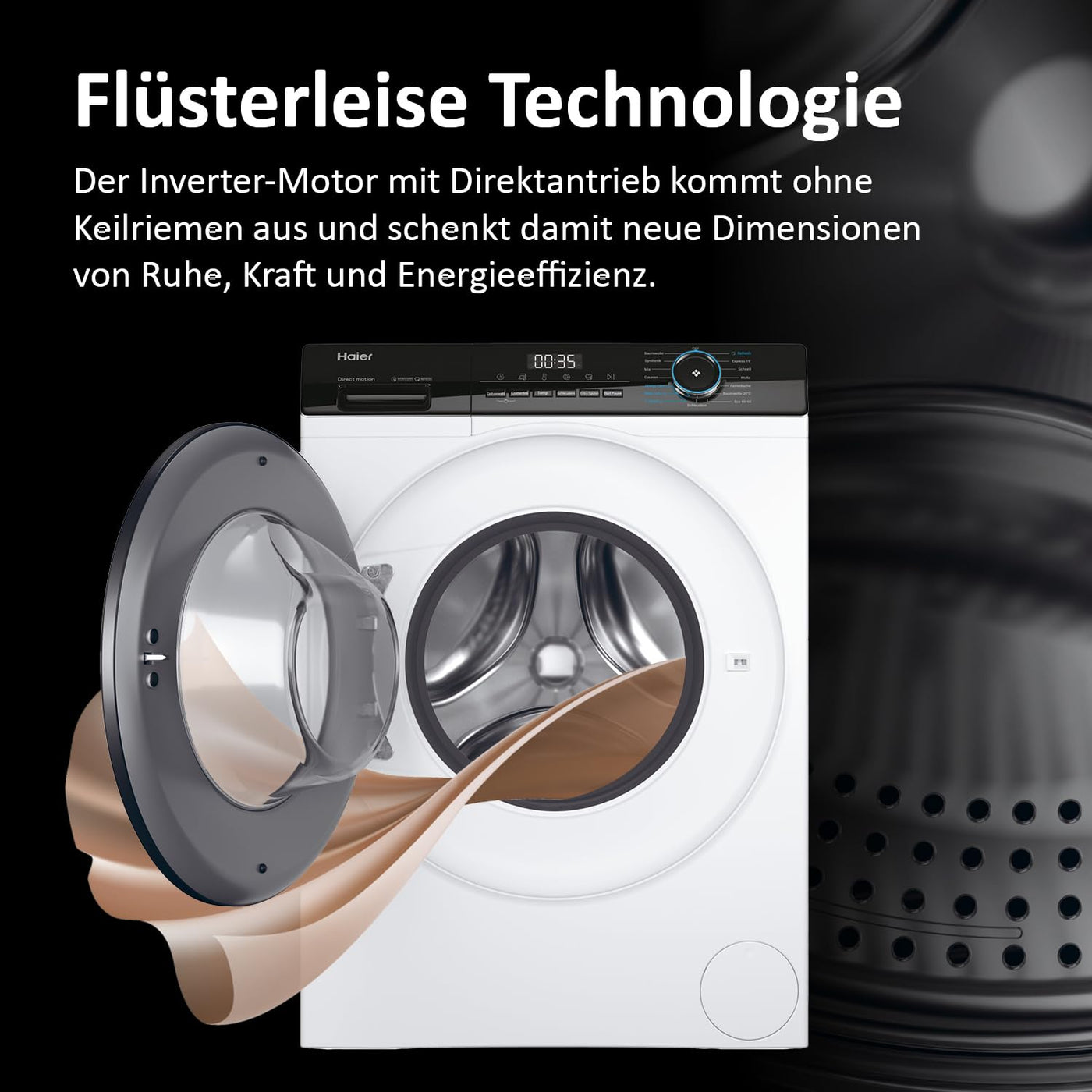 Haier I-PRO SERIE 3 HW90-B14939 I Frontlader Waschmaschine 9kg I Washing Machine mit A-Effizienz, 1.400 U/Min. & leisem Direktantrieb I Inkl. Dampfprogrammen, Mengenautomatik & Refresh-Programm