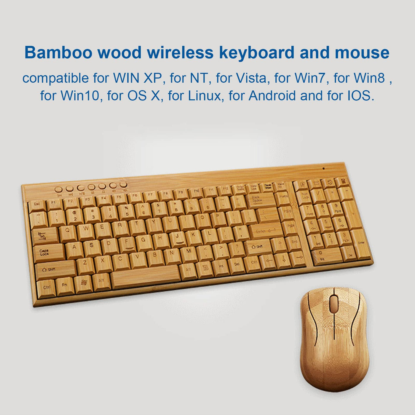 Ensemble clavier et souris Vikye, appareils sans fil pour ordinateur en bambou Plug and Play sans fil 2,4 GHz, appareils de contrôle d'ordinateur en bois à connexion sans fil pour bureau (souris)