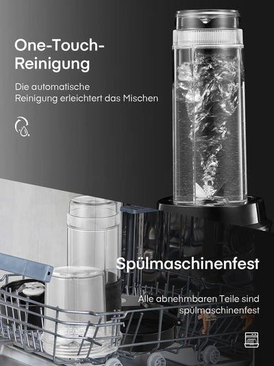 HOUSNAT Smoothie Maker To Go, 500W Standmixer Mixer Kaffeemühle 280ml, Blender Elektrisch mit 2 Tritan-Kunststoff Sport Flasche 570ml,Tragbar, BPA-frei, Spülmaschinenfest, Edelstahl