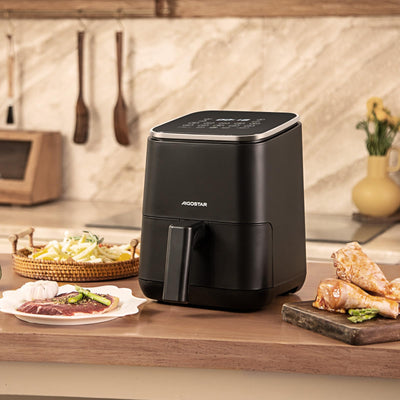 Aigostar Dot - Heißluftfritteuse 2L, Airfryer mit 8 Programmen und LED-Touchscreen, 1200W, einstellbare Zeit und Temperatur, herausnehmbarer Antihaft-Rost, leicht zu reinigen, BPA-frei