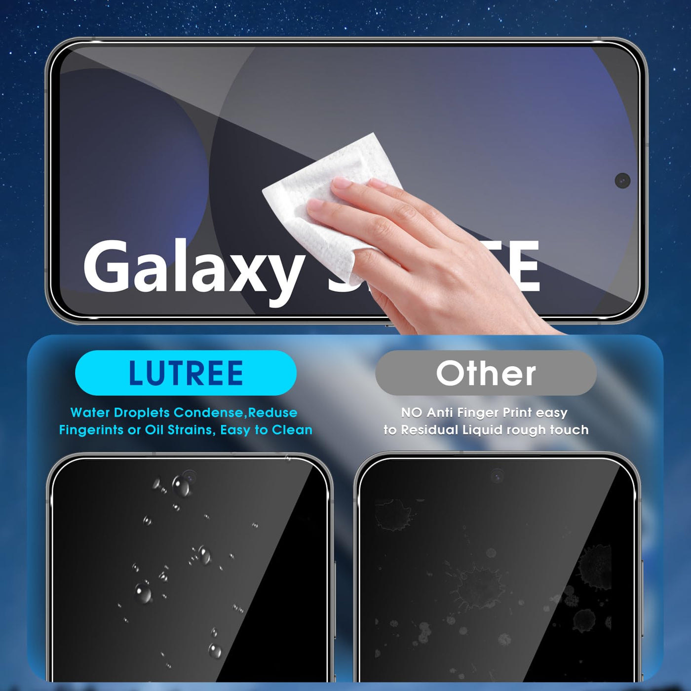 Lutree für Samsung Galaxy S24 FE 5G für Panzerglas Schutzfolie, 3+3 Stück Schutzglas + Kameraschutz Panzerfolie, 9H Härte HD Displayschutz Bläschenfrei Anti- Kratzer Displayfolie