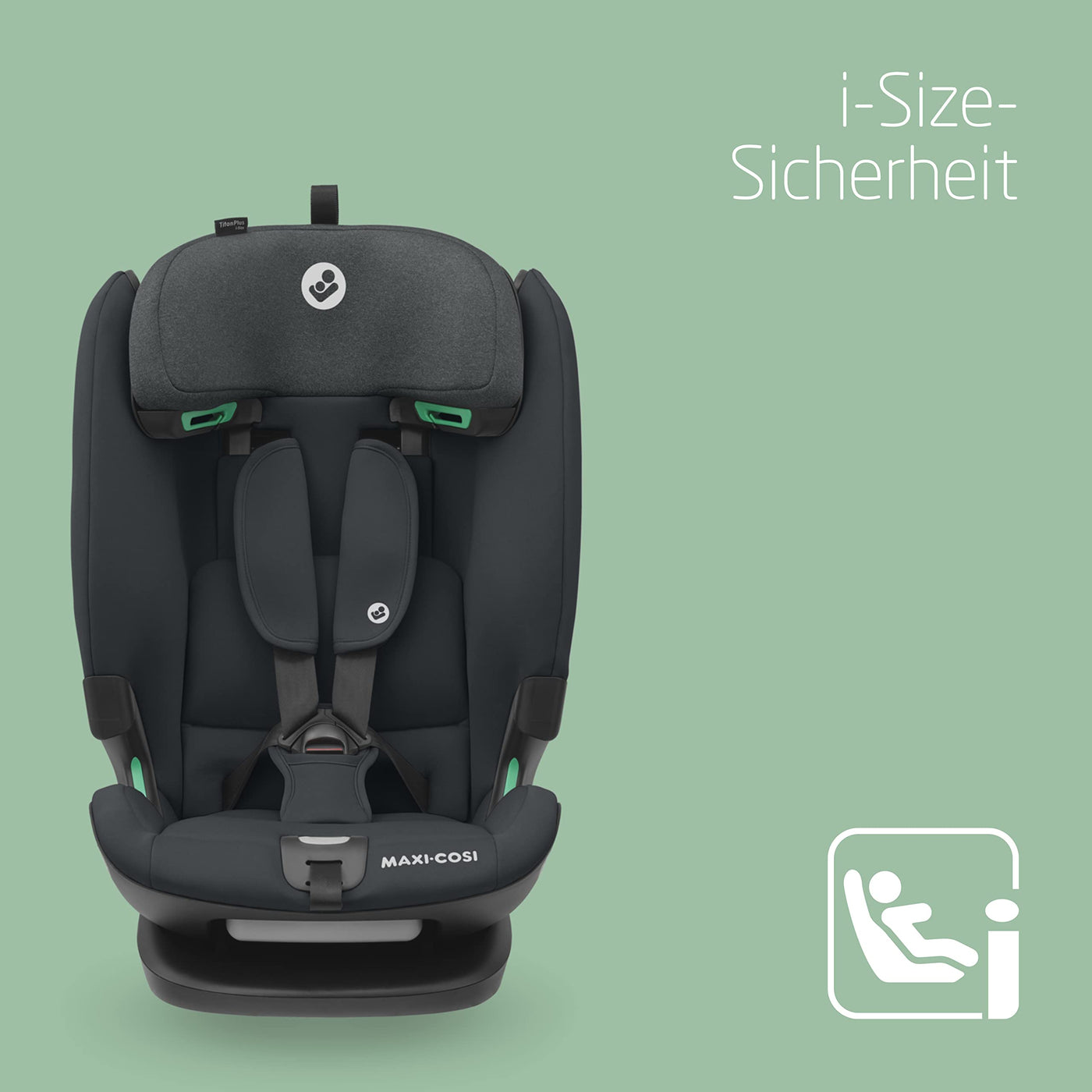 Maxi-Cosi Titan Plus i-Size, mitwachsender Kinderautositz, 15 Monat-12 Jahre (76-150 cm), G-CELL-Seitenaufprallschutz, 4 Liegepositionen, weiche Schaumstoffpolster in Kopfstütze, Authentic Graphite