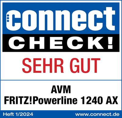 AVM FRITZ!Powerline 1240 AX Single Adapter (Gigabit-Powerline mit Wi-Fi 6, WLAN-Access Point, ideal für Media-Streaming, HD-Videos, Internet-TV, 1.200 MBit/s, deutschsprachige Version)