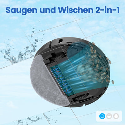 AIRROBO Saugroboter mit Wischfunktion und Absaugstation, Staubsauger Roboter, Saug und Wischroboter LiDAR Navigation, 250Min Laufzeit, APP-Steuerung, Starke Saugkraft für Teppich und Tierhaare