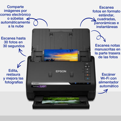 Epson FastFoto FF-680W Scanner (scannt 10 x 15 Foto in einer Sekunde, bis DIN A4, beidseitiger Scan, automatische Ausrichtung, Zuschnitt und Optimierung, Bilder einfach speichern)