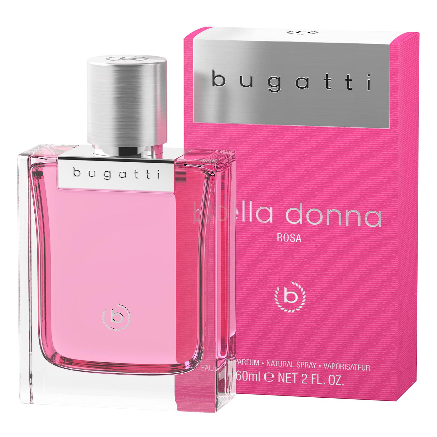 bugatti Parfüm Damen bella donna ROSA edP 60ml I floral-fruchtiges Damen Parfüm für jedes Alter und jeden Anlass I elegante Kombination aus Zitrone, Himbeere, Rosenblättern & Moschus I feminin & warm