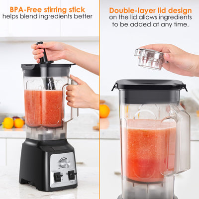 Enfmay Standmixer, 2000W Mixer Hochleistungsmixer, Stufenlose Geschwindigkeitsregulierung, 2L Smoothie Maker mit Pulse Funktion, Selbstreinigend, Blender Mixer mit für Obst/Smoothie/Shakes