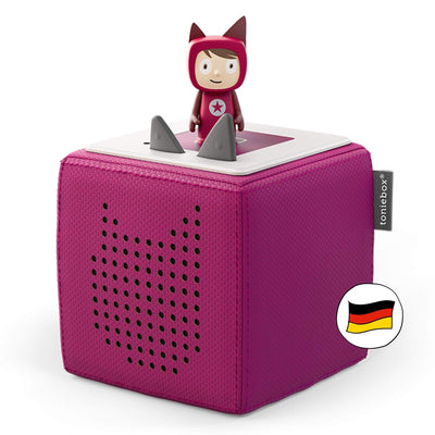 tonies Toniebox Starter Set inkl. 1 Kreativ Figur – Audioplayer für Hörbücher und Lieder für Kinder, einfach zu bedienende kabellose Musikbox BZW. Lautsprecher, 7 Std. Akku, Beere