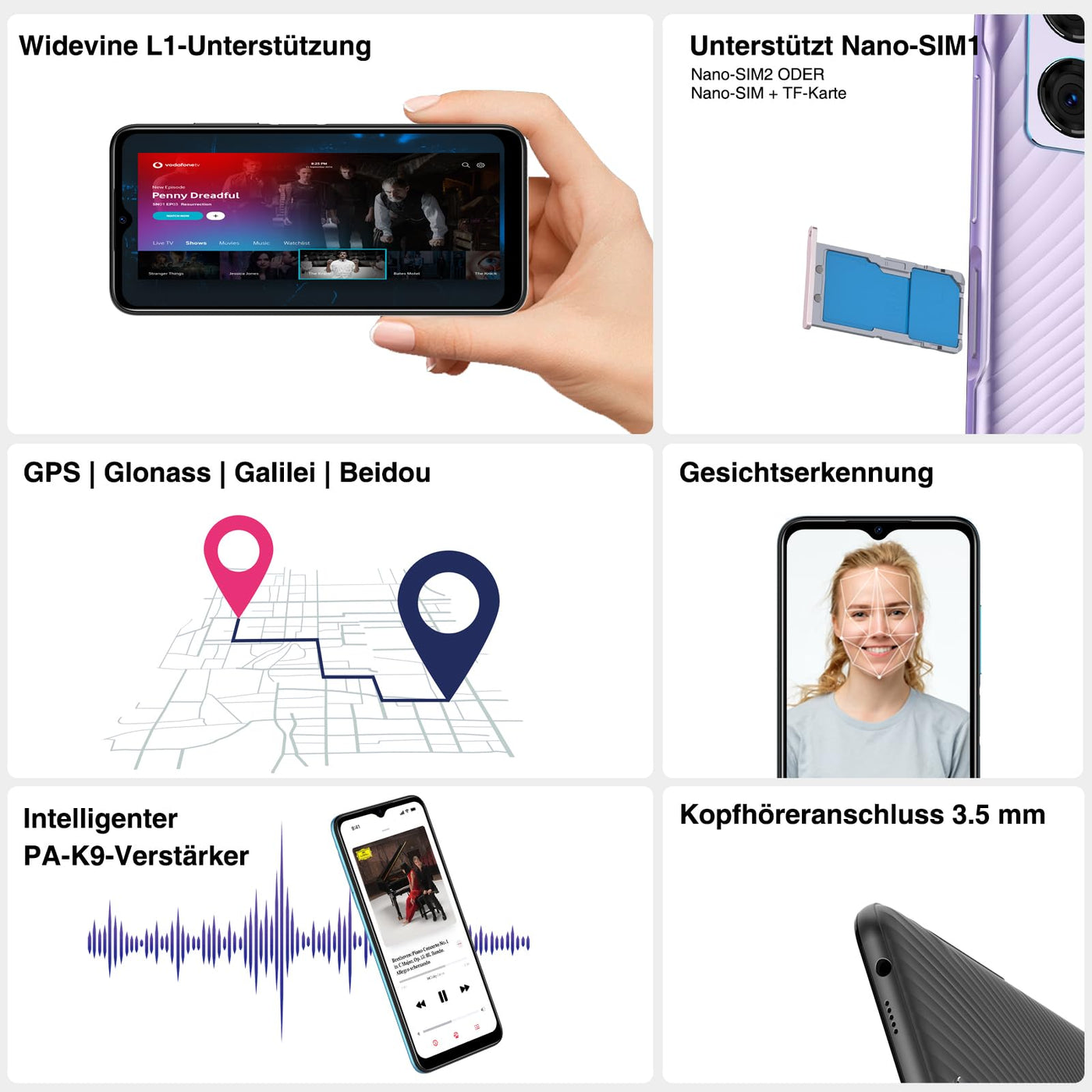 DOOGEE N50S Handy ohne vertrag, 9GB+128GB/TF 1TB Smartphone, 6.52" HD+ Display Handy, Android 13, Octa Core Prozessor, 20MP+8MP Kamera,Dual SIM 4G Handys, 4200mAh, Gesichtserkennung,GPS, OTG, Rosa