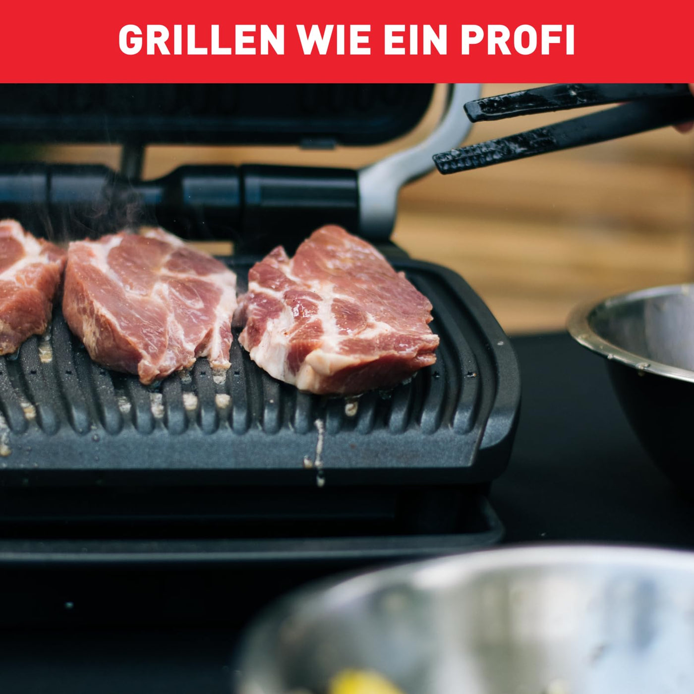 Tefal OptiGrill Elite Kontaktgrill, 12 Programme, Digitales Display mit Garstufenanzeige, Abnehmbare Platten, Elektrogrill, Edelstahl, GC750D16