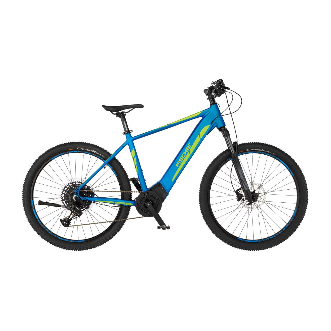 FISCHER E-Bike | MTB Mountainbike MONTIS 6.0i Elektrofahrrad für Damen und Herren | RH 46 cm Mittelmotor 90 Nm | 36 V Akku im Rahmen, Blau Matt, 46cm-504Wh