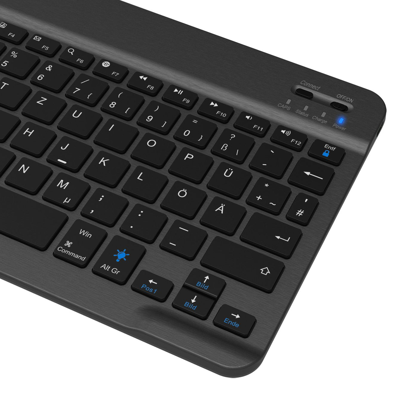 Arteck Bluethooth QWERTZ Deutsche Wireless Tastatur mit 7 Farben Ultraleicht und dünn Tragbare Kabellose, für iPad Pro, Air, Mini, Android, MacOS, Windows, Tablets, PC, Smartphone