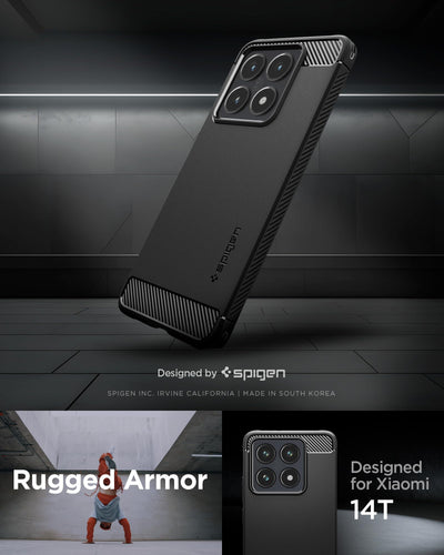 Spigen Rugged Armor Hülle Kompatibel mit Xiaomi 14T -Matte Black