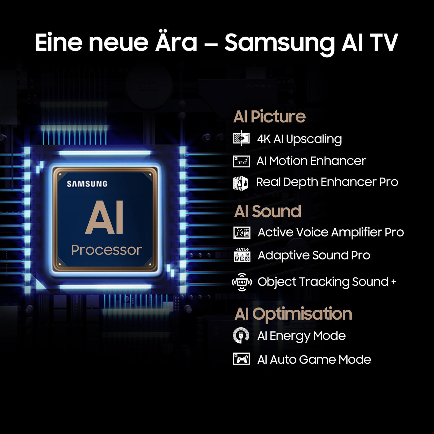 Samsung Neo QLED 4K QN90D Fernseher 65 Zoll, Samsung TV mit Neural Quantum 4K AI Gen2 Prozessor, Quantum-Matrix-Technologie, AI 4K Upscaling, Smart TV, KI TV, GQ65QN90DATXZG, Deutsches Modell [2024]