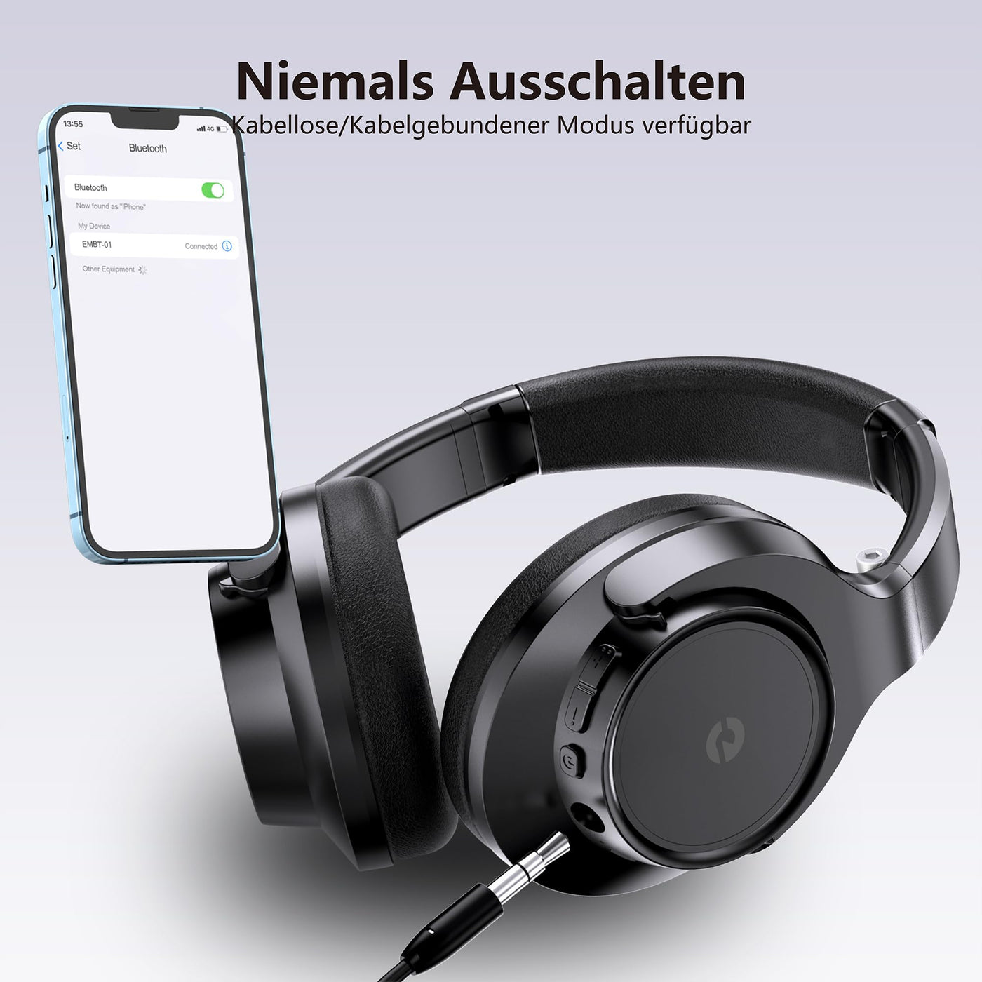 Lankey Sound Bluetooth Kopfhörer Over-Ear,70 Std Kopfhörer Kabellos Bluetooth,Kabellose Kopfhörer mit 3 Eq-Modi,HiFi-Stereo,Eingebautem Hd-Mikrofon,Kopfhörer Bluetooth für Handys/Ipad/Laptops/Pc