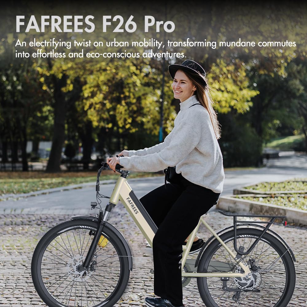 Fafrees F26 PRO Damen E-Bike Herren mit App 26 Zoll Tiefeinsteiger [ Offiziell ] Ebike 36V/14,5AH E Fahrrad, 250W Elektrofahrrad (Grau)