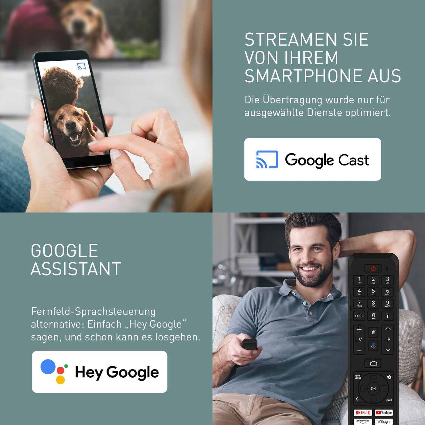 Panasonic TN-50W70AEZ, W70-Serie 50 Zoll 4K Ultra HD LED Smart TV, 2024, Google Assistant, Chromecast, Dolby Vision & Atmos, Gaming-Modus, Bluetooth, für EIN außergewöhnliches visuelles Erlebnis