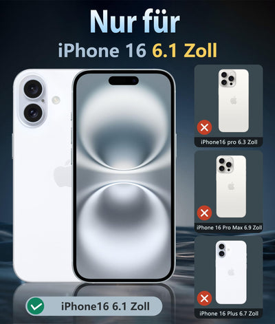 FNTCASE für iPhone 16 Klar Hülle: Magnetisch Militärischen Grad Fallschutz Anti Vergilbung Schlankes Hülle - Robuste Stoßfeste Schützende Transparente Handyhülle - 6,1 Zoll (2T-Klar)