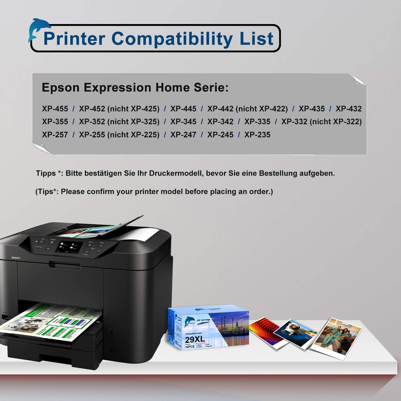 GoToners 29XL Druckerpatronen Kompatibel für Epson 29 XL Patronen für Expression Home XP-332 XP-342 XP-352 XP-235 XP-245 XP-255 XP-335 XP-345 XP-355 XP-432 XP-435 XP-442 XP-445 XP-452 (10er Pack)