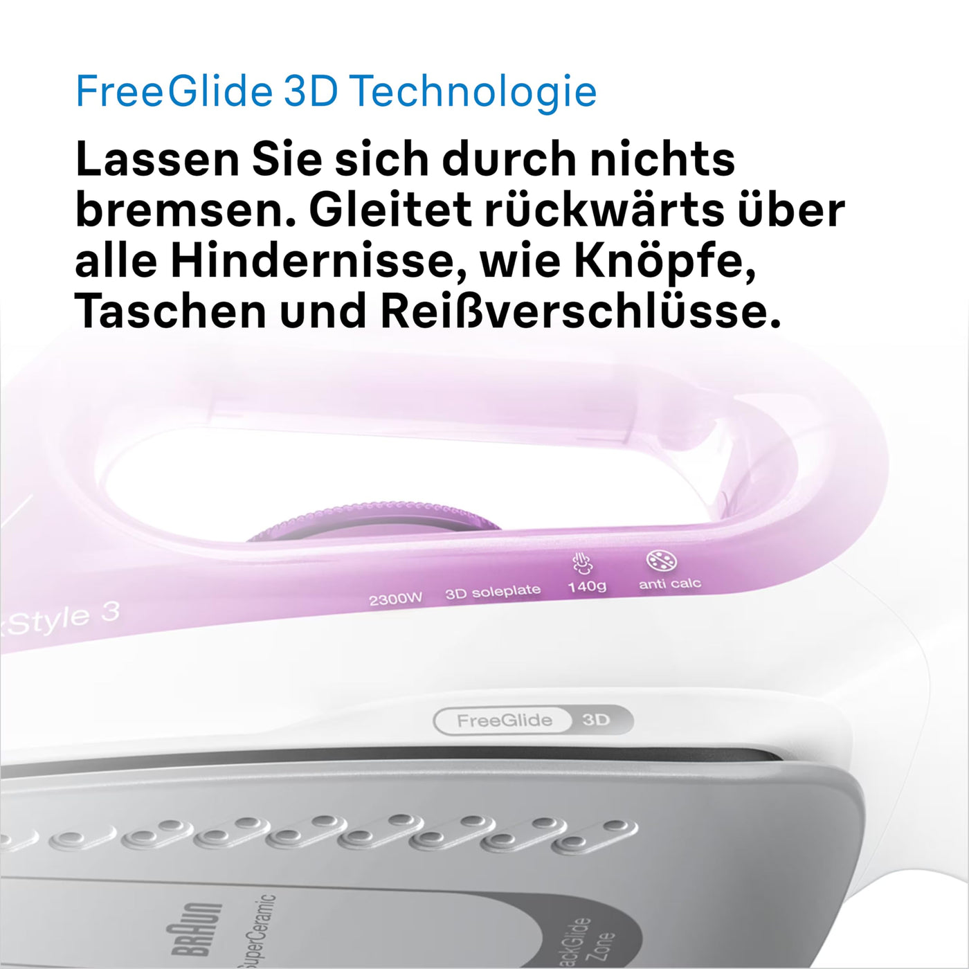 Braun TexStyle 3 SI 3030 PU Dampfbügeleisen - Bügeleisen mit FreeGlide 3D Bügelsohle, Selbstreinigungs Funktion, 2300 Watt, Dampfstoß 140g/min, 270 ml Wassertank, Violett