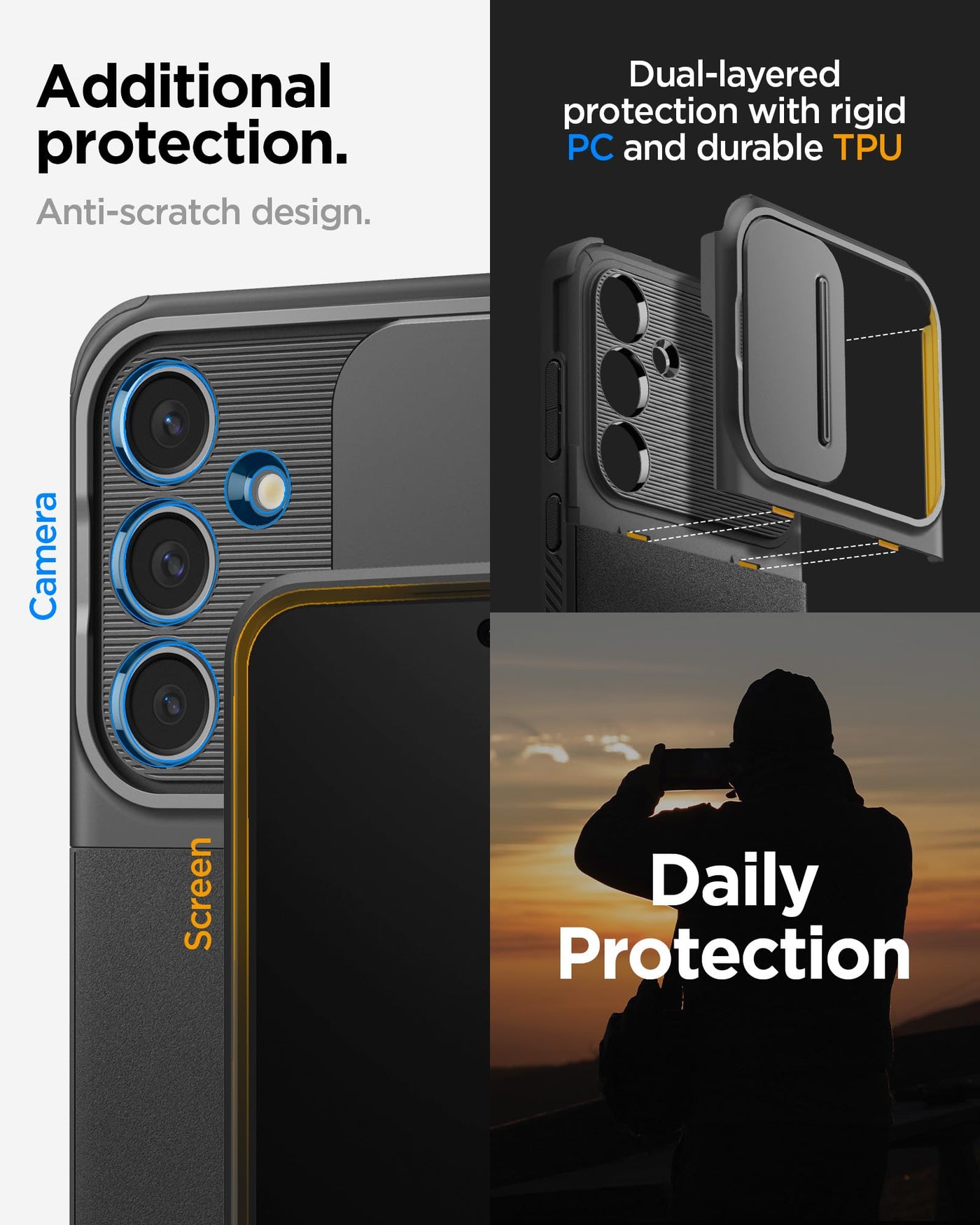 Spigen Optik Armor Hülle Kompatibel mit Samsung Galaxy S24 FE -Schwarz