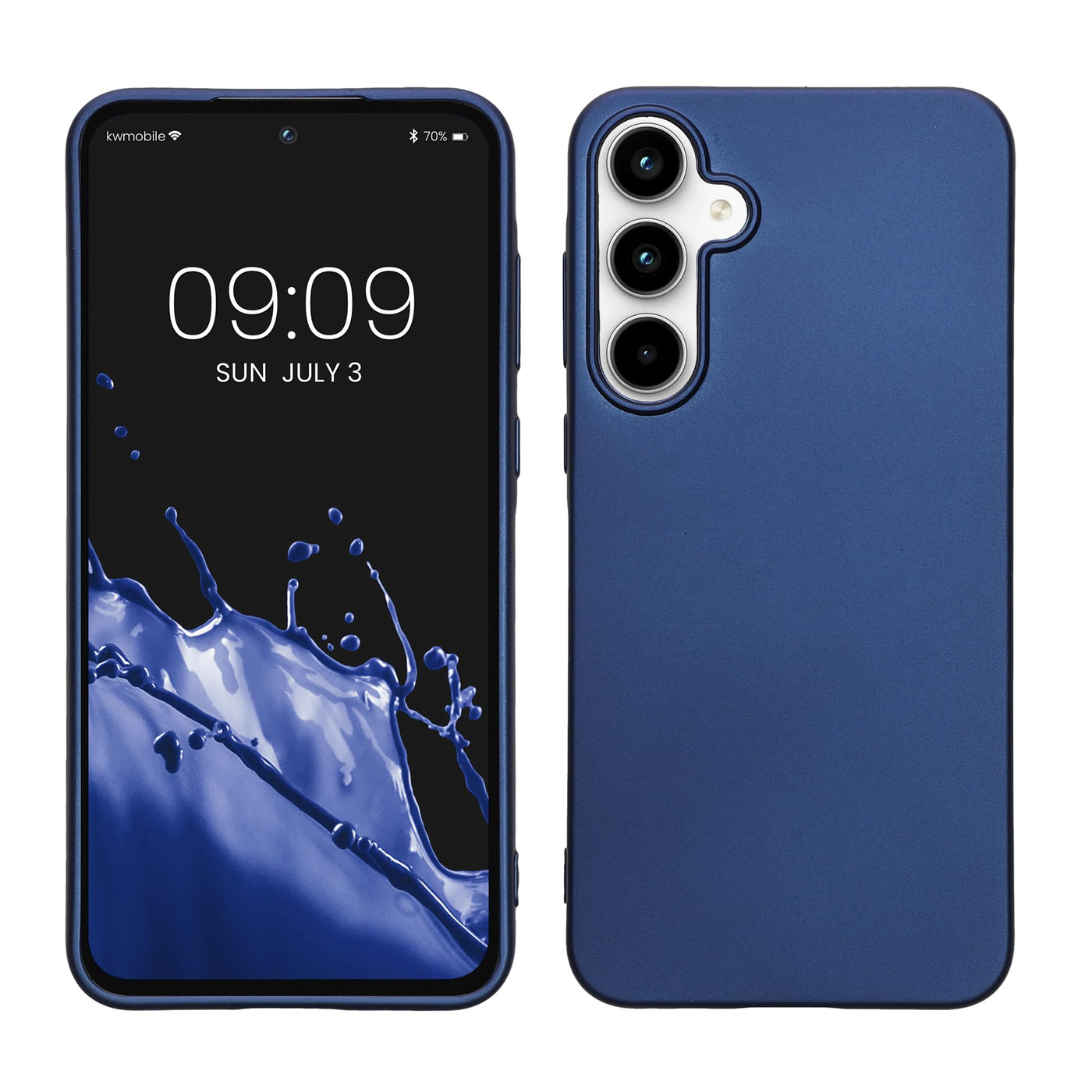 kwmobile Case kompatibel mit Samsung Galaxy A55 5G Hülle - Schutzhülle aus Silikon metallisch schimmernd - Handyhülle Metallic Blau