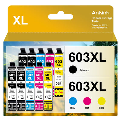 ANKINK Kompatibel Tintenpatrone Druckerpatronen als Ersatz für Epson 603XL für Patrone 603 XL für WF-2820DWF WF-2830DWF WF-2840DWF XP-2100 XP-2150 XP-3100 XP-3150 XP-4100 XP-4150 Schwarz Farbe 10 Pack