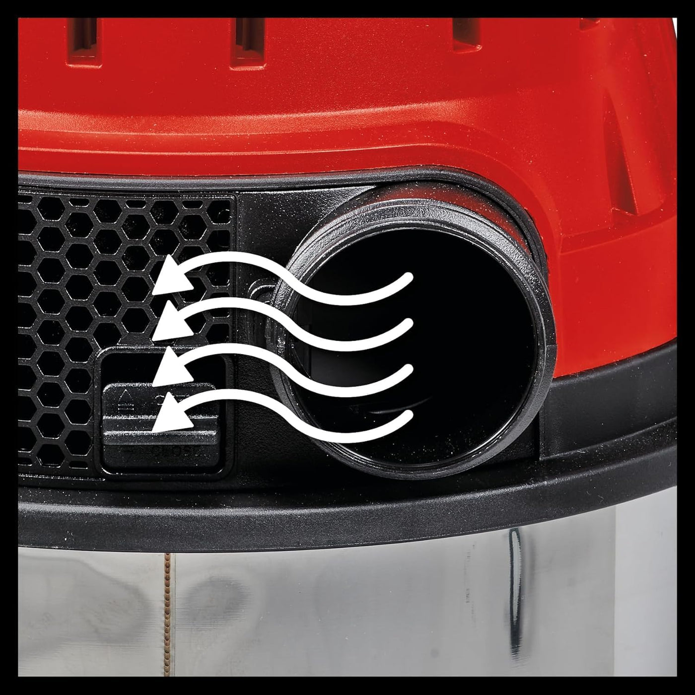 Einhell Nass-Trockensauger TE-VC 2025 SACL (Staubschutzkl. L, für Staubpartikel mit AGW-Werten >1 mg/m³, 25l-Edelstahltank, Filterreinigung, Gerätesteckdose, inkl. Düsen u. Filter), Rot , Schwarz